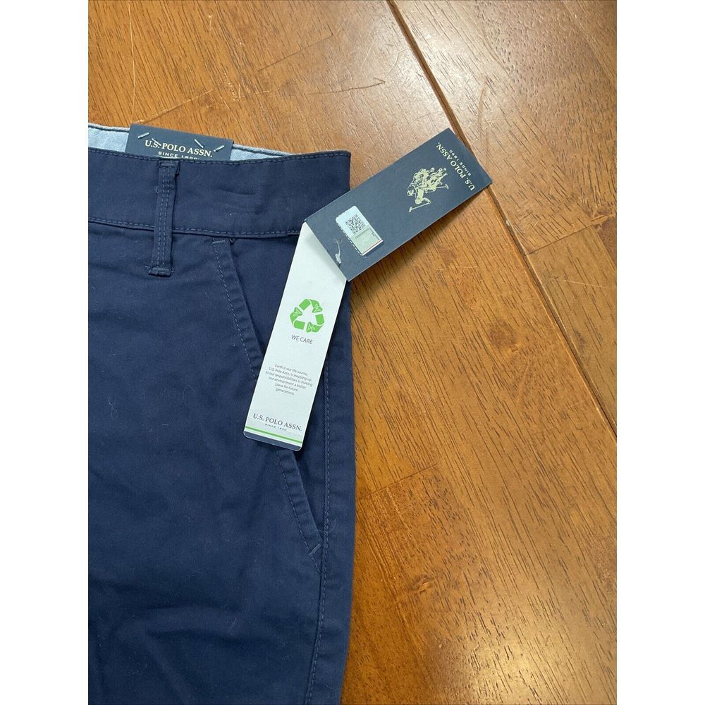 New U.S. Polo Assn Chino Shorts Women 11 Navy Blue Stretch Casual Mid Rise - Picture 5 of 15